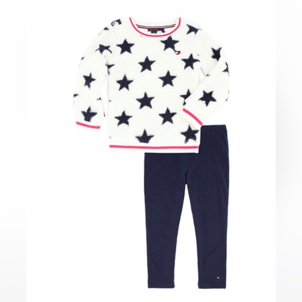 Tommy Hilfiger White Starry Pullover & Navy Pants New W/Tags Girls Size 6X
